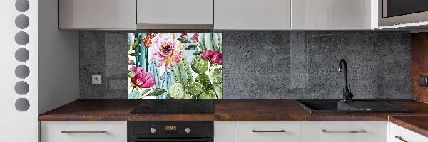 Cooker splashback Cacti and flowers