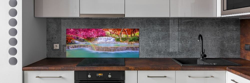 Hob splashback Waterfall in the forest