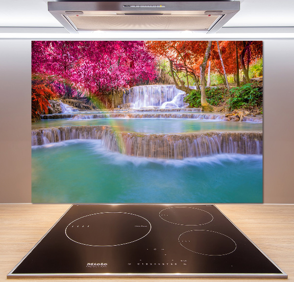 Hob splashback Waterfall in the forest