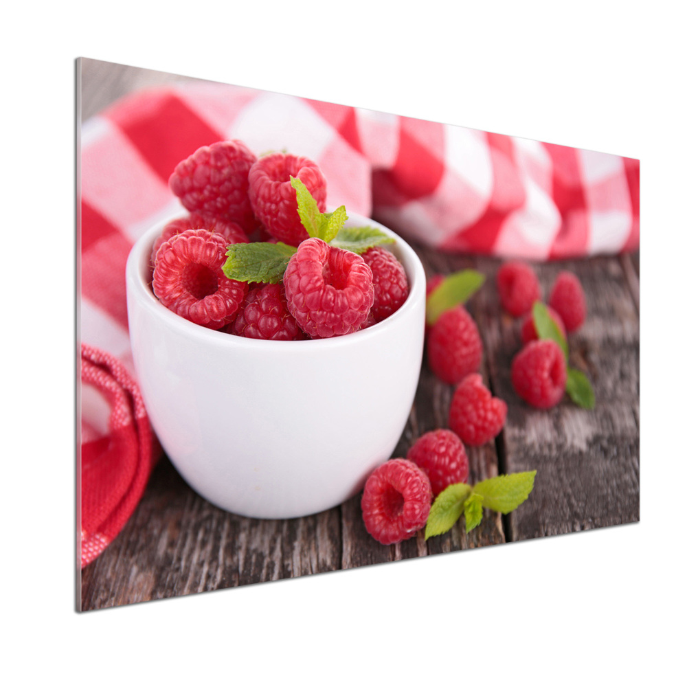 Cooker splashback Raspberries in a bowl