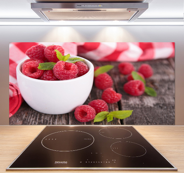 Cooker splashback Raspberries in a bowl