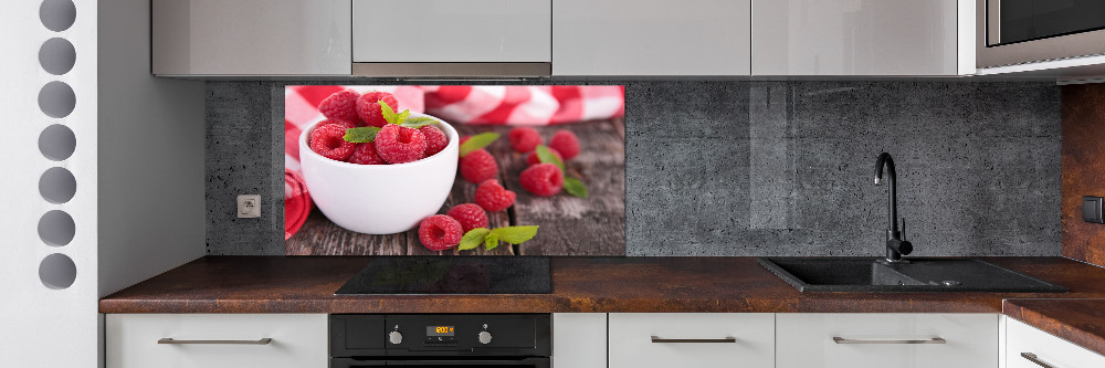 Cooker splashback Raspberries in a bowl