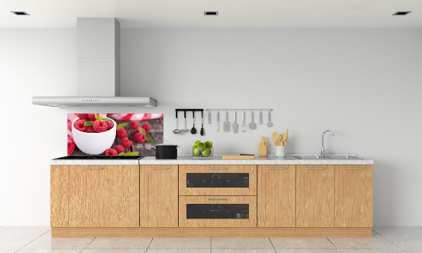 Cooker splashback Raspberries in a bowl