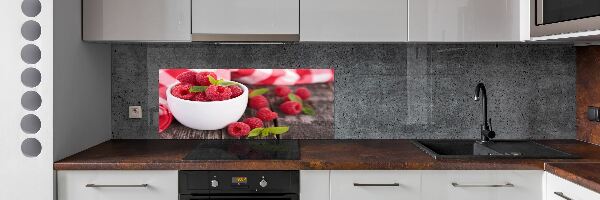 Cooker splashback Raspberries in a bowl