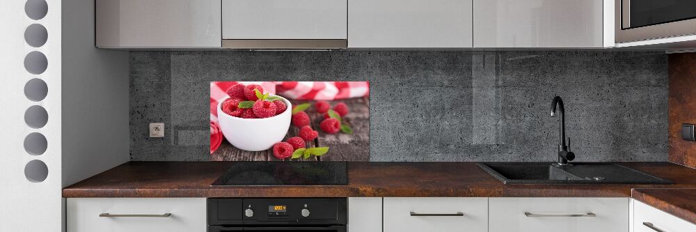 Cooker splashback Raspberries in a bowl