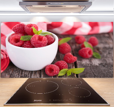 Cooker splashback Raspberries in a bowl