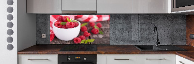 Cooker splashback Raspberries in a bowl