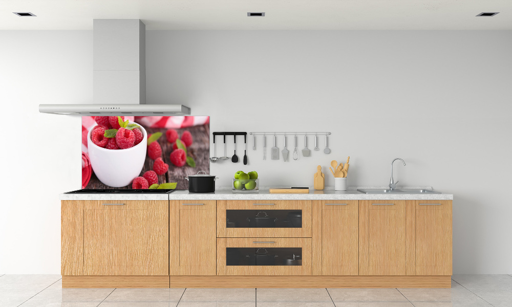 Cooker splashback Raspberries in a bowl