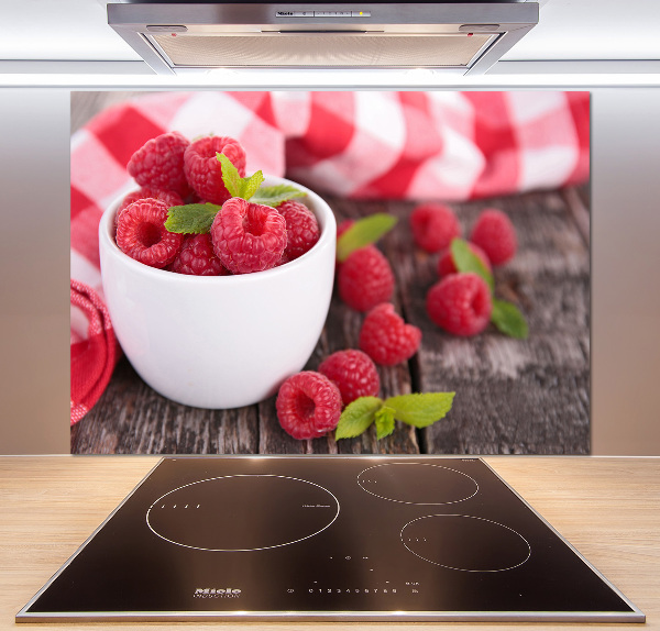 Cooker splashback Raspberries in a bowl