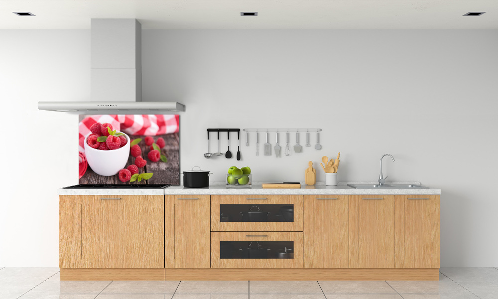 Cooker splashback Raspberries in a bowl