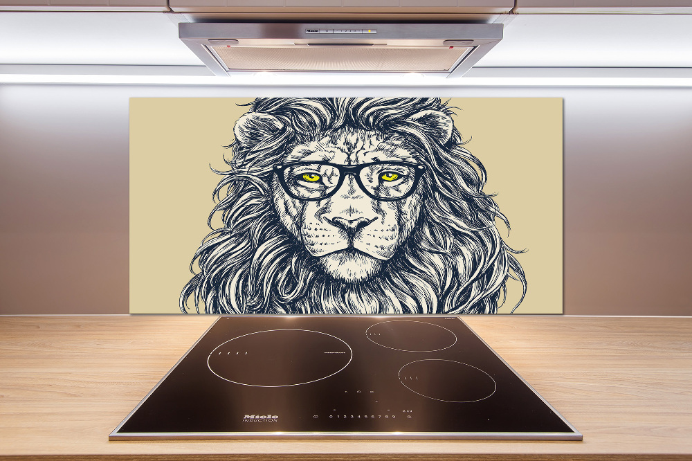 Splashback panel for kitchen Hipster lion