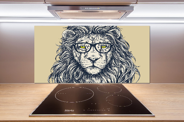 Splashback panel for kitchen Hipster lion