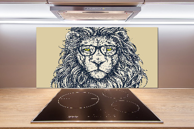 Splashback panel for kitchen Hipster lion