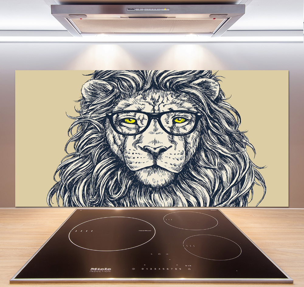 Splashback panel for kitchen Hipster lion