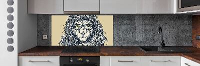 Splashback panel for kitchen Hipster lion