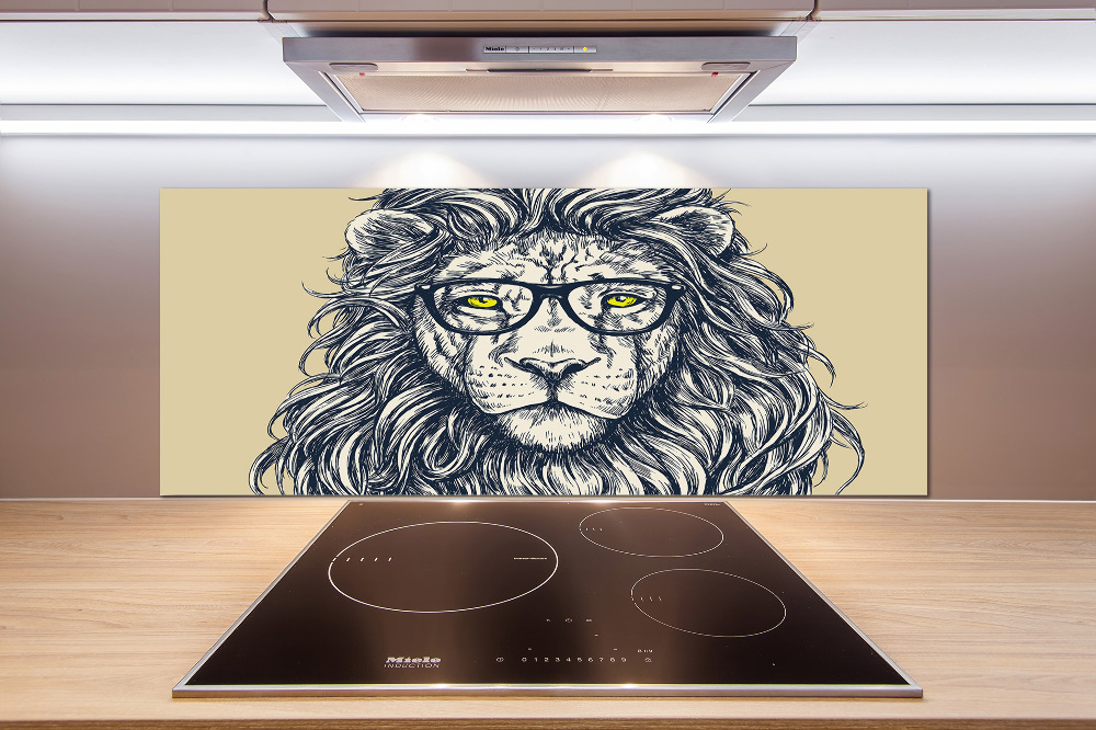 Splashback panel for kitchen Hipster lion