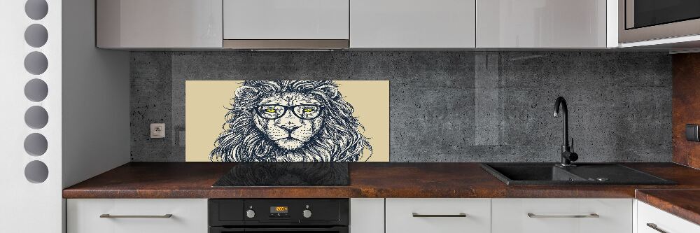 Splashback panel for kitchen Hipster lion