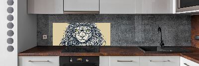 Splashback panel for kitchen Hipster lion