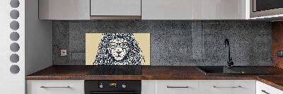 Splashback panel for kitchen Hipster lion