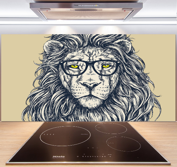 Splashback panel for kitchen Hipster lion