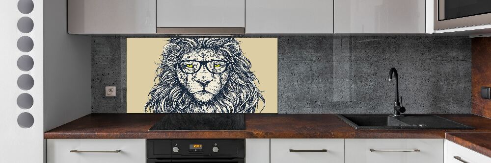 Splashback panel for kitchen Hipster lion