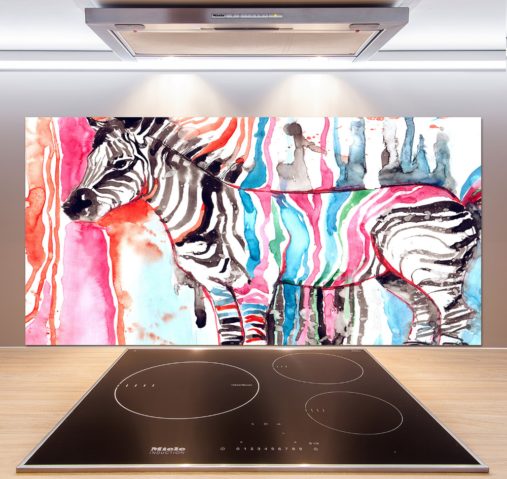 Cooker splashback Colorful zebra