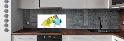 Glass splashback Faded parakeets