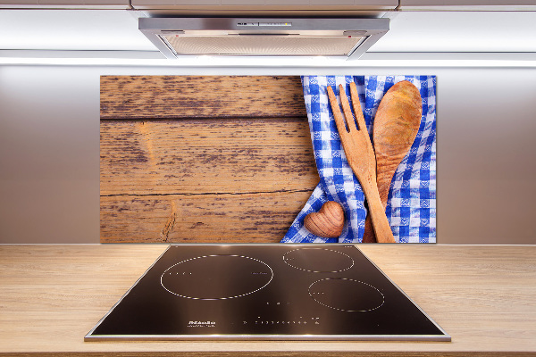 Glass splashback Wooden cutlery