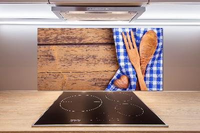 Glass splashback Wooden cutlery