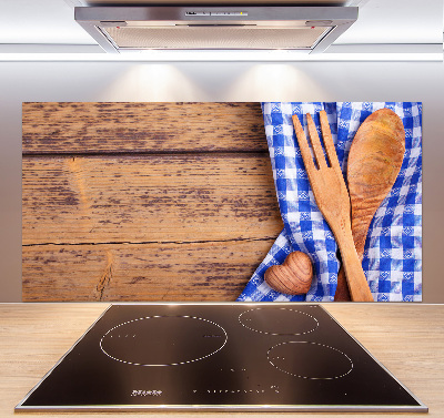 Glass splashback Wooden cutlery