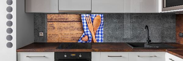 Glass splashback Wooden cutlery