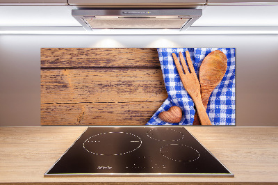 Glass splashback Wooden cutlery