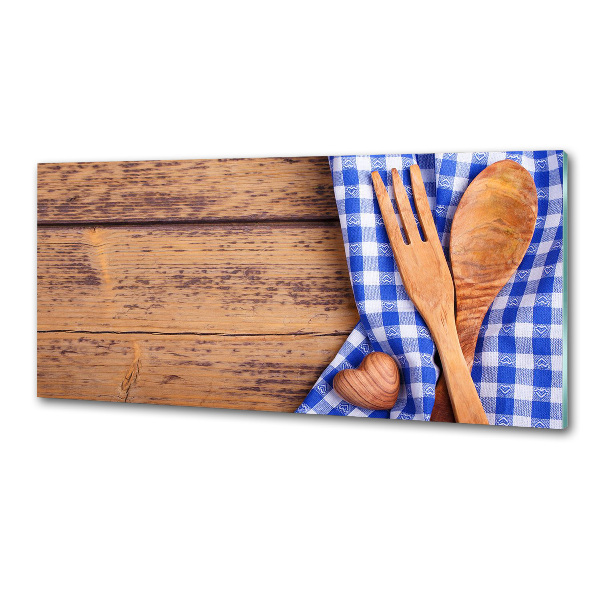 Glass splashback Wooden cutlery