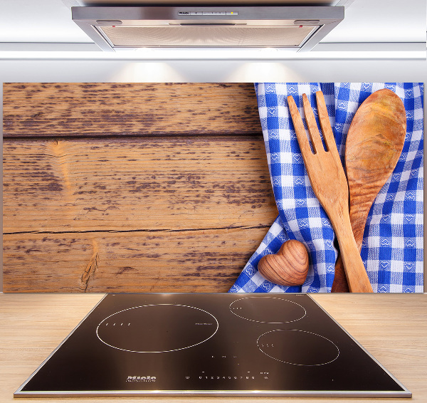 Glass splashback Wooden cutlery