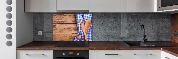 Glass splashback Wooden cutlery