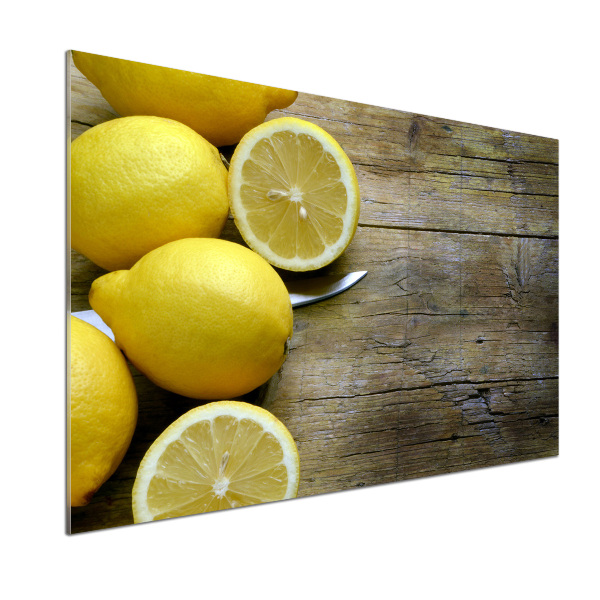 Cooker splashback Lemons on wood