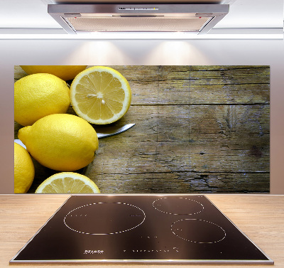 Cooker splashback Lemons on wood