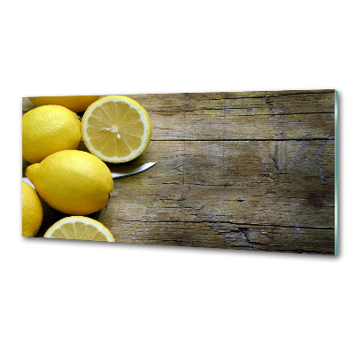 Cooker splashback Lemons on wood