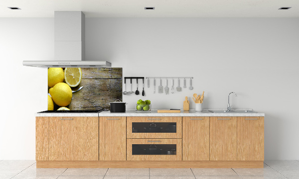 Cooker splashback Lemons on wood