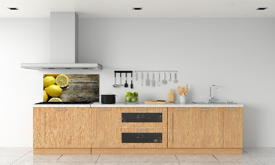 Cooker splashback Lemons on wood