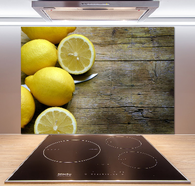 Cooker splashback Lemons on wood