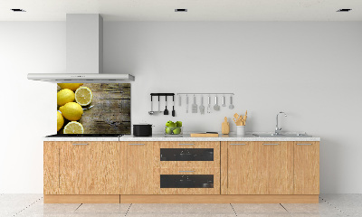 Cooker splashback Lemons on wood