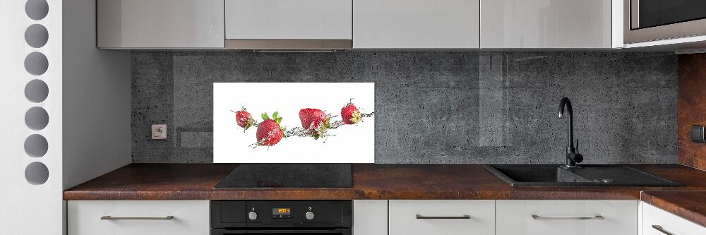 Cooker splashback Strawberries and water