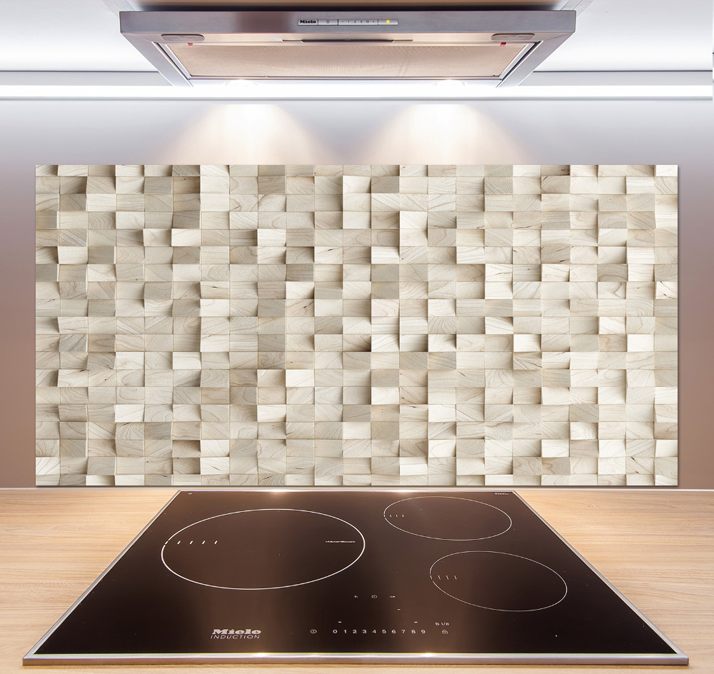 Cooker splashback Wooden cubes