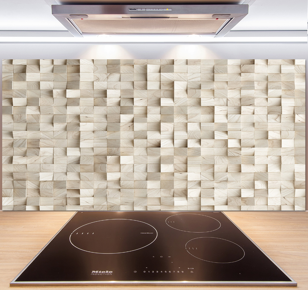 Cooker splashback Wooden cubes