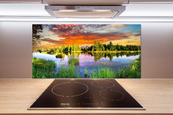 Cooker splashback River in the forest