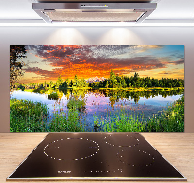 Cooker splashback River in the forest