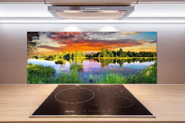 Cooker splashback River in the forest