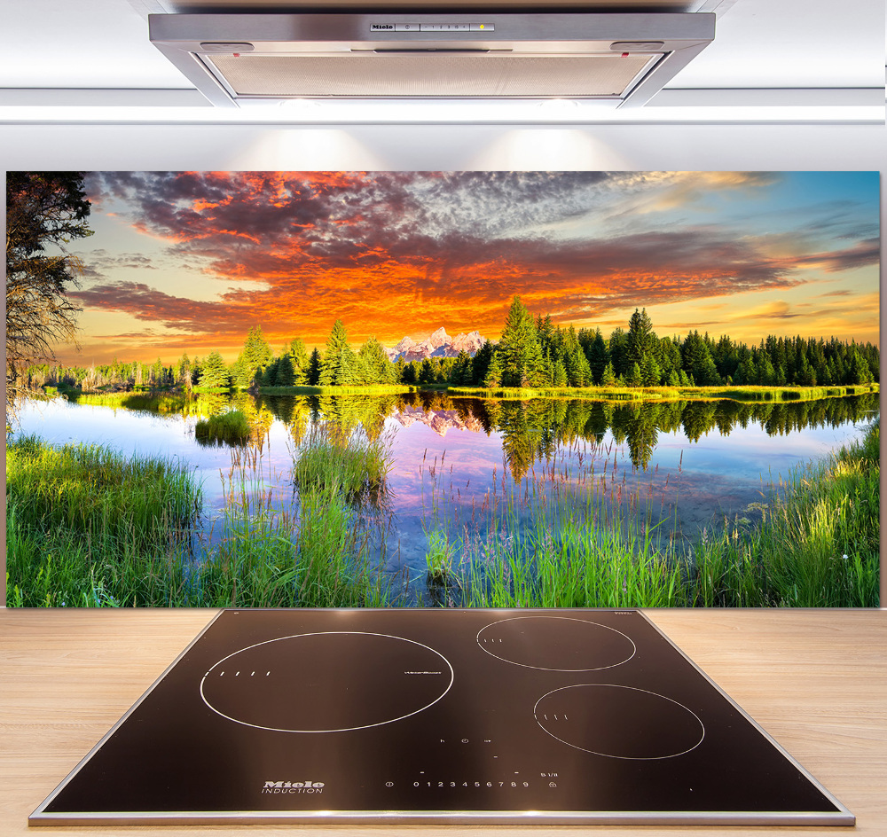 Cooker splashback River in the forest