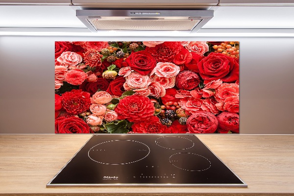 Kitchen splashback Red flowers